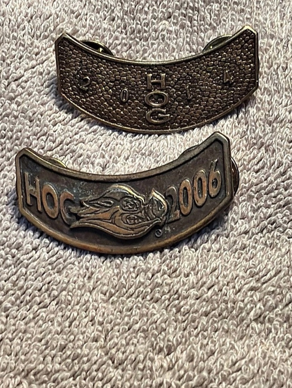 HOG 2000 Pair of Collectible Pins Brown & Gold
